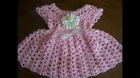 video2 crochet pink sparkle baby girl dress   YouTube