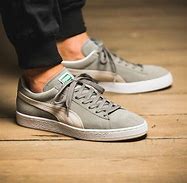 Image result for Grey Puma Suede On Feet