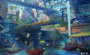 Image result for Anime Concept Art City