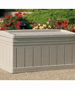 Image result for Suncast 24 In. W X 24 In. D Brown Plastic Deck Box With Seat 73 Gal