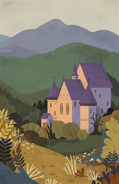 : Little autumn castle study, in spite of the snow...