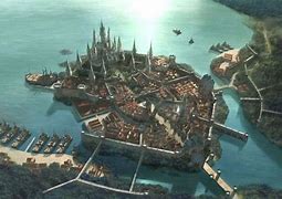 Image result for large city walls fantasy with port