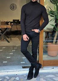 Image result for Black Turtleneck Sweater Men's Outfit