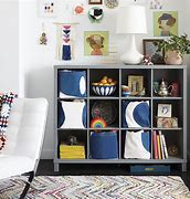 Image result for Bookcase with Storage Bins