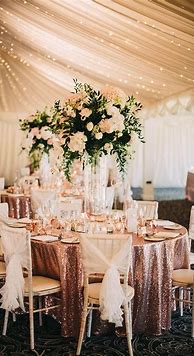 Image result for Rose Gold and Champagne Wedding Decor