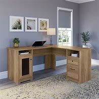 Image result for L-shaped Desk with Computer Shelf