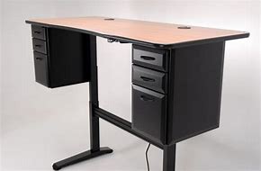 Image result for Adjustable Height Desk with Storage