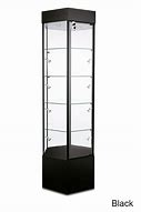 Image result for 15" Glass Display Case W/Hinged Door, 4 Fixed-Height Shelves