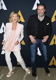 Image result for Caricature of Travolta and Olivia Newton-John