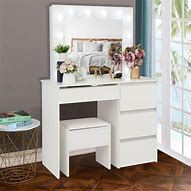Image result for Makeup Table with Lighted Mirror and Drawers