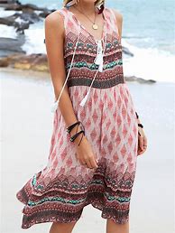 Image result for Tribal Boho Sleeveless Weaving Dress Pink/S
