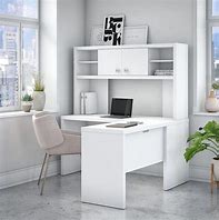 Image result for L-shaped White Metal Desk