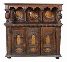 Jacobean Style Inlaid and Carved Court Cupboard on DECASO com English