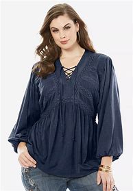 Image result for Plus Size Peasant Tops Black