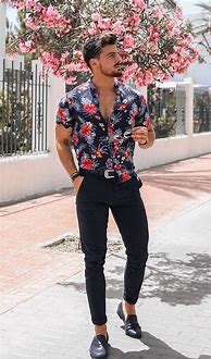 Image result for Floral Shirt Men Outfit
