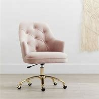 Image result for Tufted Swivel Desk Chair, Lustre Velvet Dusty Blush