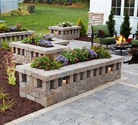Image result for Concrete Patio with Paver Planters