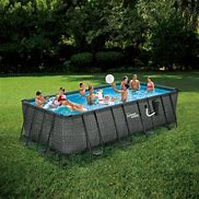 Image result for Summer Waves 32 X 16 X 52 Above Ground Rectangle Frame Pool Set, Dark Wicker, Gray