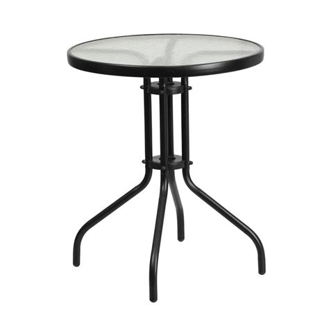 Outdoor Patio Table   Monty Round Glass Top Dining Table 24 Inch