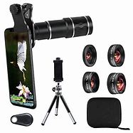 Image result for Phone Camera Lens Kit For iPhone, Android, 20X Telephoto Zoom Lens, Phone Wide Angle & Macro Lens, Fisheye, CPL Lenses Compatible With iPhone 12 11