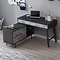 Image result for Black L-shaped Desk with Hutch and Drawers
