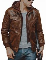 Image result for brown leather jacket hood