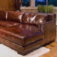 Image result for Cognac Leather Sectional with Nailhead Trim