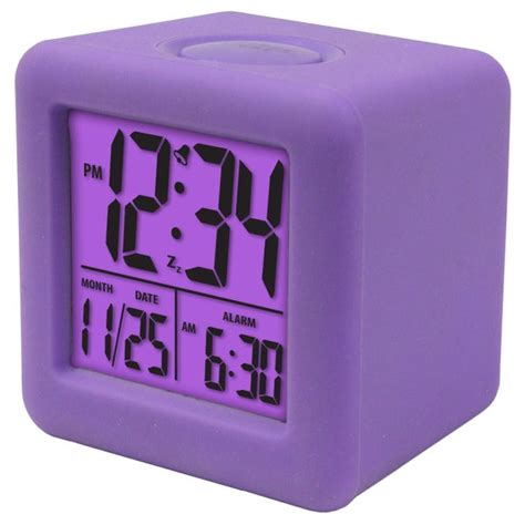 Soft Purple Cube LCD Alarm Clock   Free Shipping On Orders Over $45  