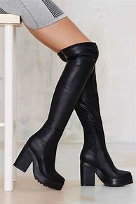 Image result for Black Leather Over Knee Boots