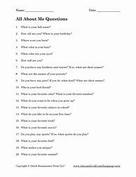 Image result for 50 All About Me Questions