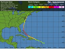 Image result for Hurricane Irene Path Map