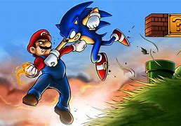 Image result for Cartoon Mario vs Sonic