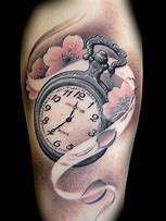 Image result for Clock Tattoo with Flowers