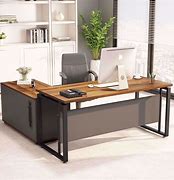 Image result for L-shaped Desk with Cabinetes