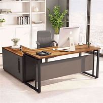 Image result for Executive L-shaped Wood Desk