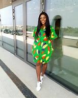 Image result for Ankara Short Dress with Sneakers