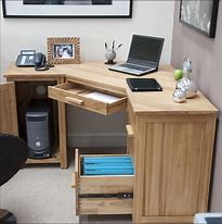 Image result for Small Corner Oak Desk