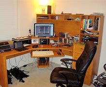 Image result for Computer Desk with Wheels and Shelves
