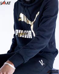 Image result for Puma Sweater Black Gold Print