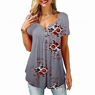 Image result for Women's Summer Short Sleeve Tunic Tops V Neck Colorful Floral Printed Tees Shirt Casual Comfy Blouses Tops