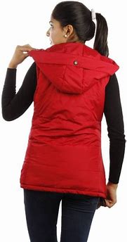 Image result for Red Sleeveless Hooded Jacket
