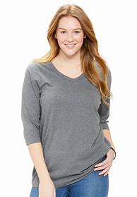 Image result for Plus Size Women's Perfect Printed Three-Quarter-Sleeve Scoop-Neck T...