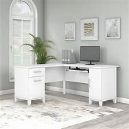 Image result for Rustic Wood and White L-shaped Desk