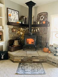 Image result for Wood-Burning Stove Mantel Ideas