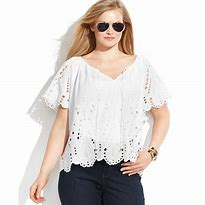 Image result for White Short Sleeve Blouse Plus Size