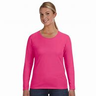 Image result for Ladies Long Sleeve Pink T-Shirt