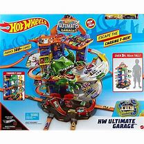 Image result for Hot Wheels City Robo T-Rex Ultimate Garage, Multi-Level Multi-Play Mode, Stores 100 Plus 1:64 Scale Cars, Gift Idea For Kids 3 And Older