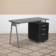 Image result for Glass Desk with Drawers