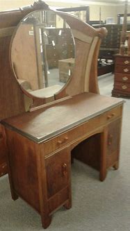 Image result for Antique Vanity with Round Mirror
