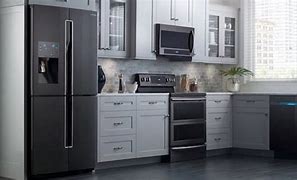 Image result for Samsung Black Stainless Steel Appliances in Kitchen